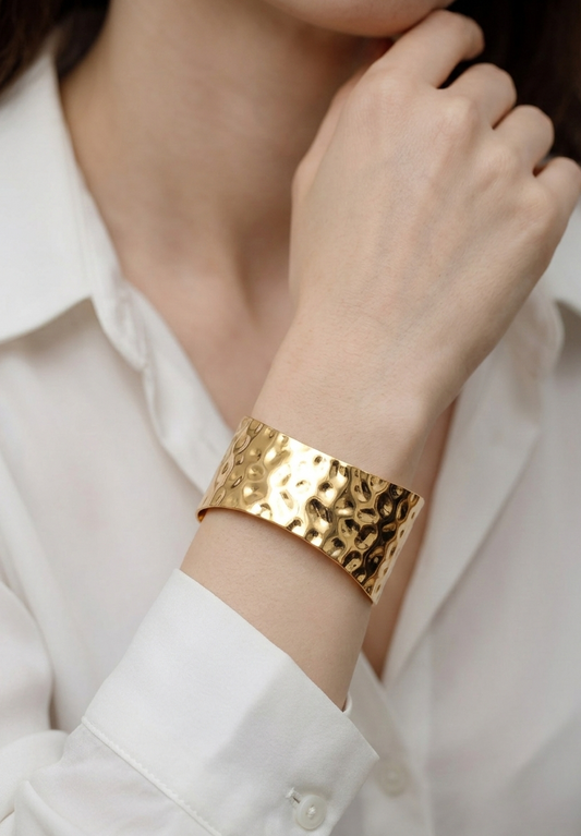 Golden Aura Hammered Cuff Bracelet