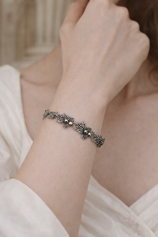 Timeless Mughal Floral Oxidised Bracelet
