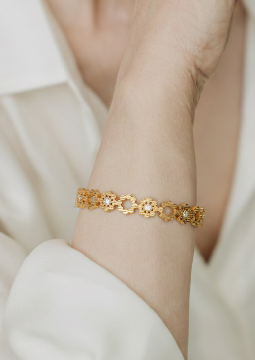 Rosé Flora Crystal Gold Bracelet