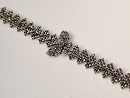 Antique Butterfly Sparkle Bracelet – Crystal-Studded Statement Bracelet for Women